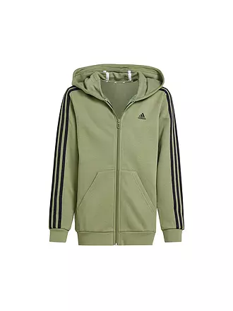 ADIDAS | Kinder Kapuzenjacke Essentials 3-Streifen Fleece | olive