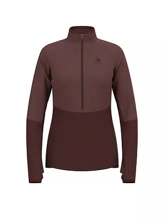 ODLO | Damen Unterzieh Zipshirt Descent Ceramiwarm | braun