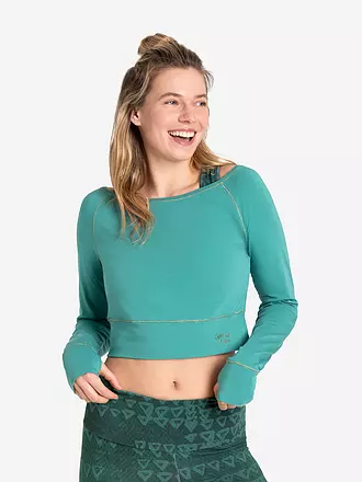 THE SPIRIT OF OM | Damen Yogashirt Bambus Crop | grün