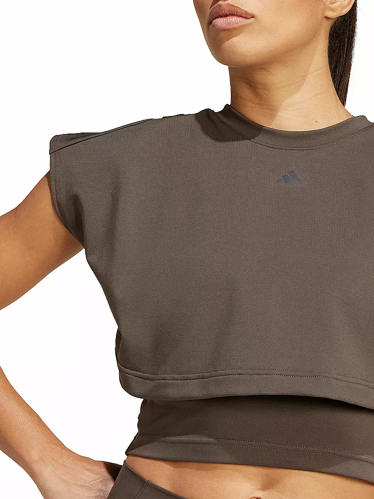 ADIDAS | Damen Fitnesstank Power Boxy Crop | braun