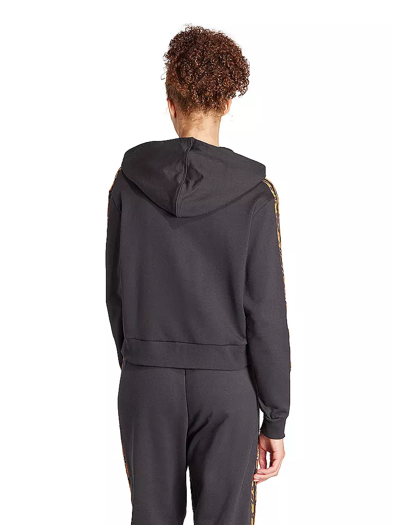 ADIDAS | Damen Hoodie Essentials 3-Streifen Animal Print Relaxed  | schwarz