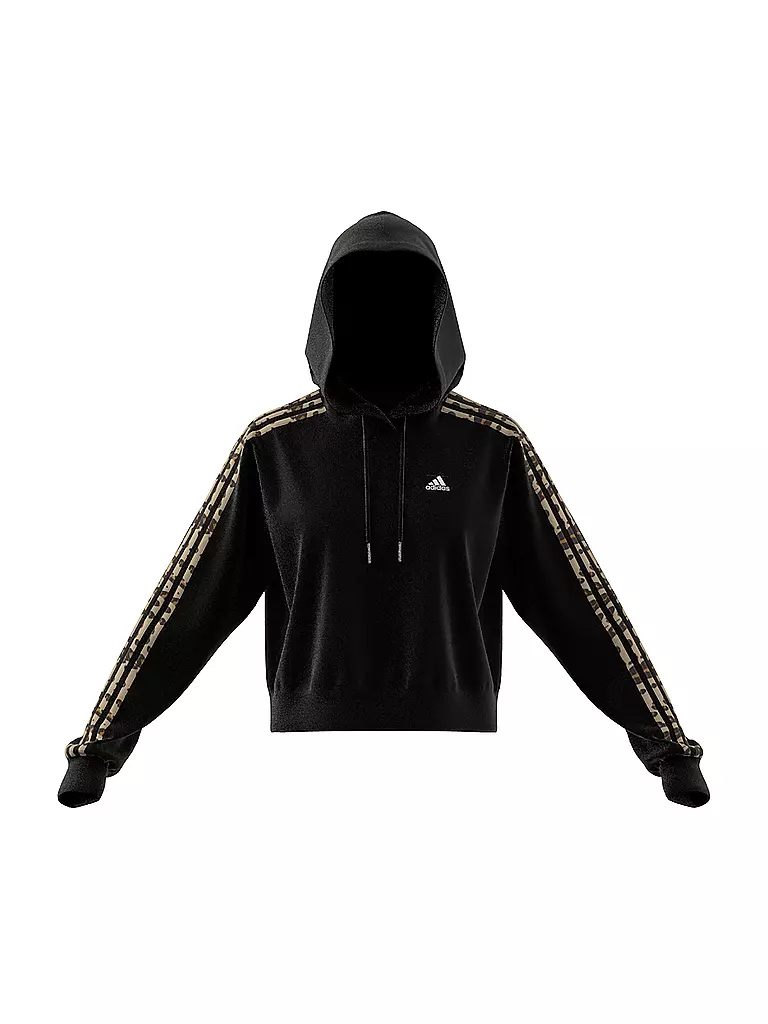 ADIDAS | Damen Hoodie Essentials 3-Streifen Animal Print Relaxed | schwarz