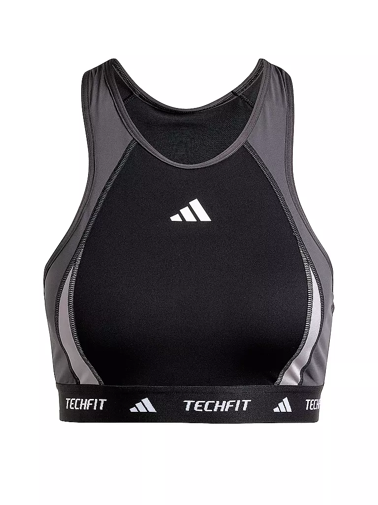 ADIDAS | Damen Sport-BH TECHFIT High-Neck Colorblock Medium Support | schwarz