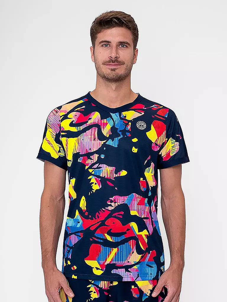 BIDI BADU | Herren Tennisshirt Wild Arts V-Neck Tee | dunkelblau