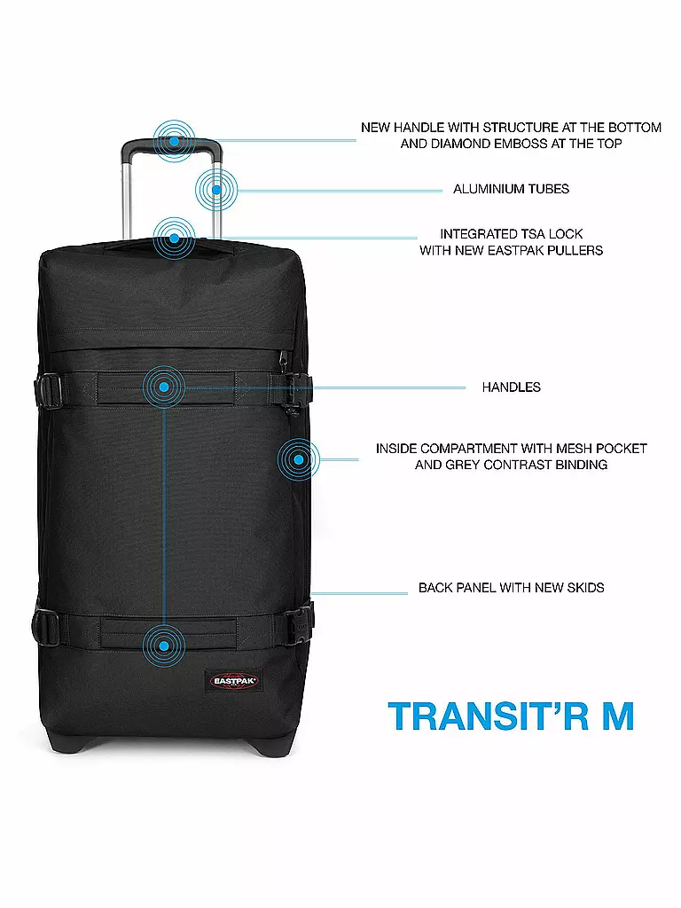 EASTPAK | Reisetrolley Transit'R M 71-80L | grau