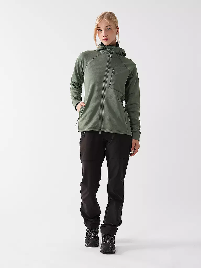 FJÄLLRÄVEN | Damen Fleecejacke Abisko Grid Fleece Hoodie | hellgrün