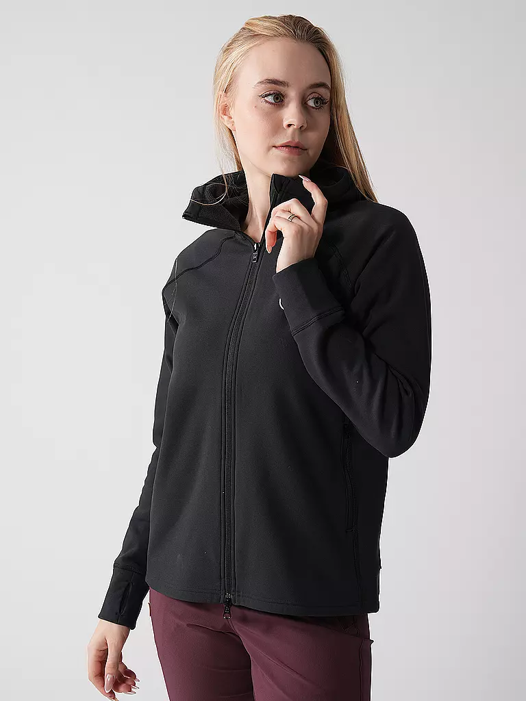 FJÄLLRÄVEN | Damen Fleecejacke Expedition Fleece Hoodie | schwarz