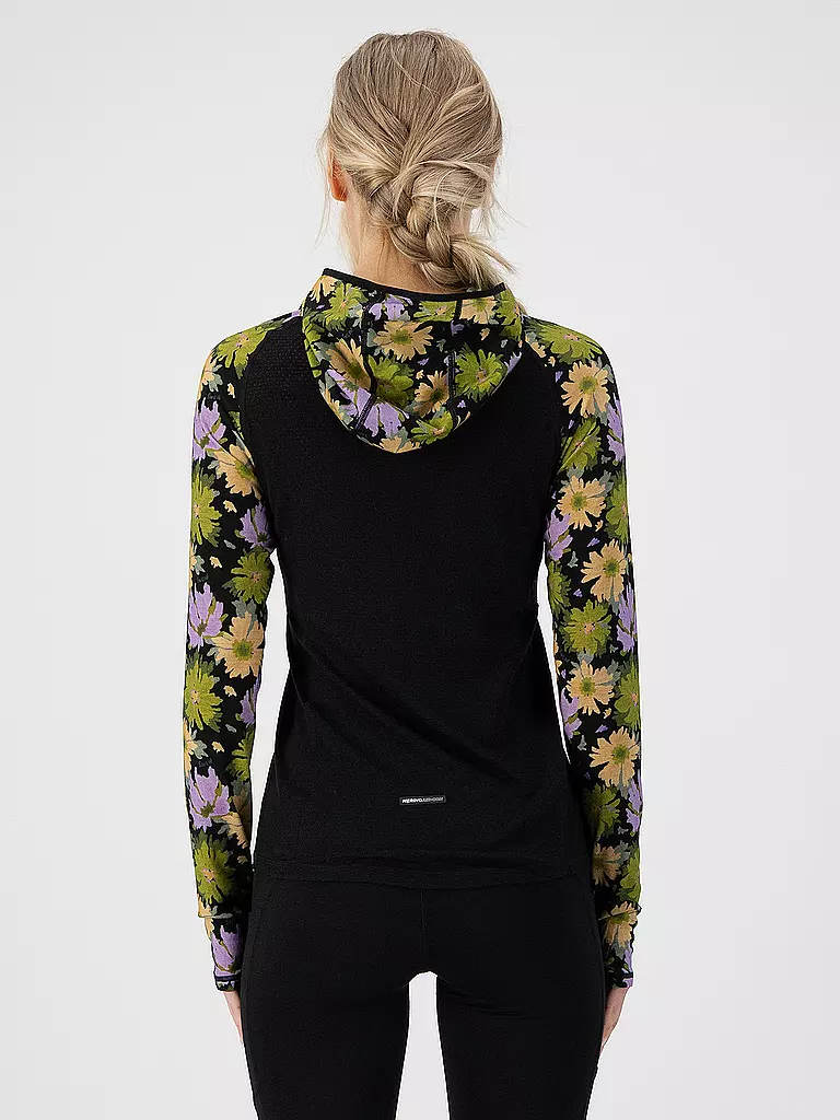 MONS ROYALE | Damen Unterziehshirt Bella Tech Floral Hoodie | olive