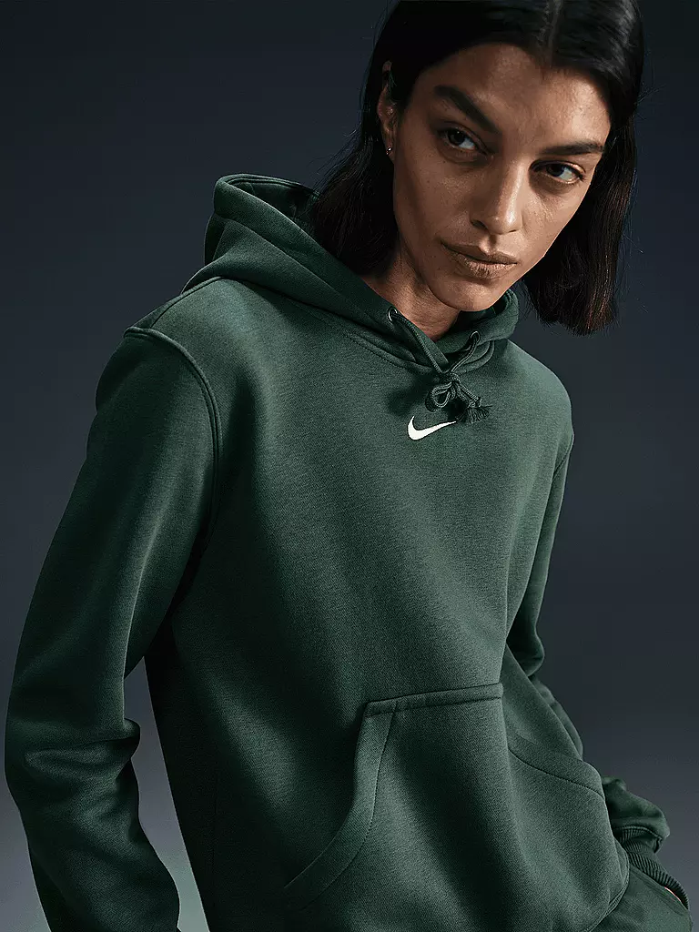 NIKE | Damen Fitnesshoodie Sportswear Phoenix Fleece | dunkelgrün