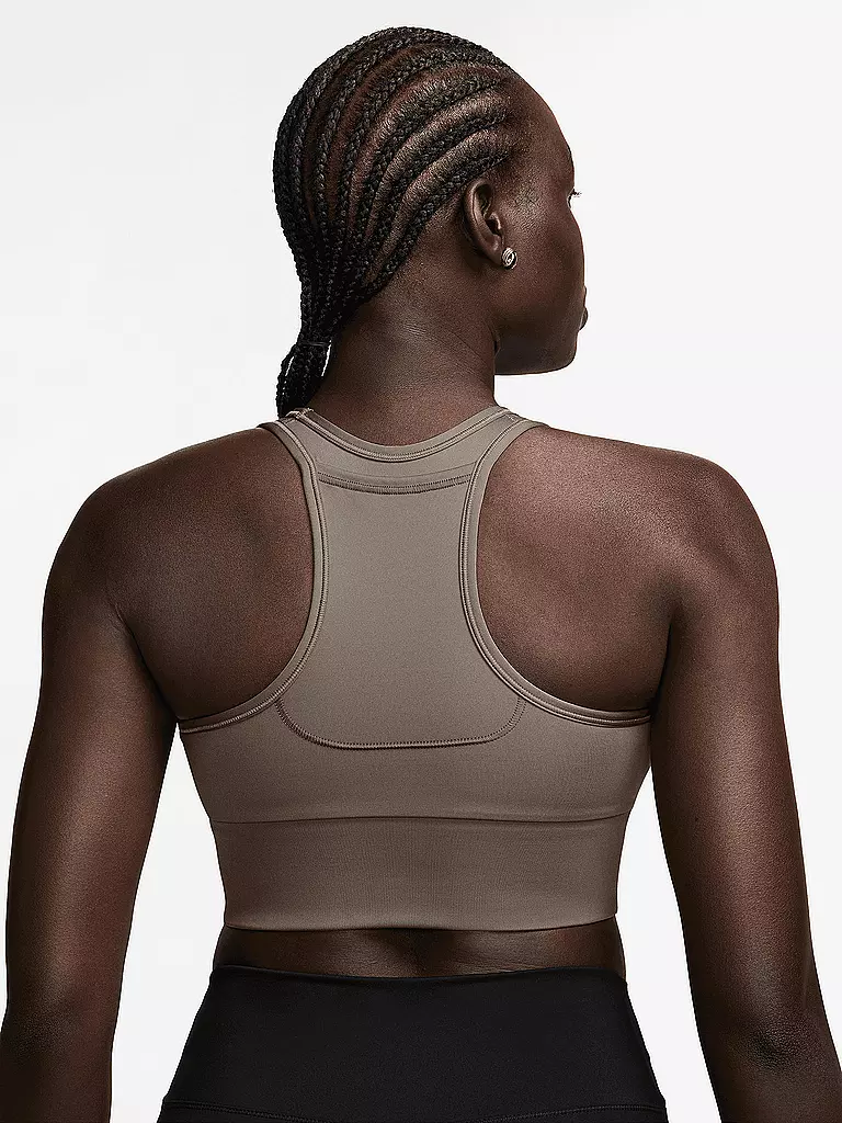 NIKE | Damen Sport-BH Swosh Longline Medium Support | braun