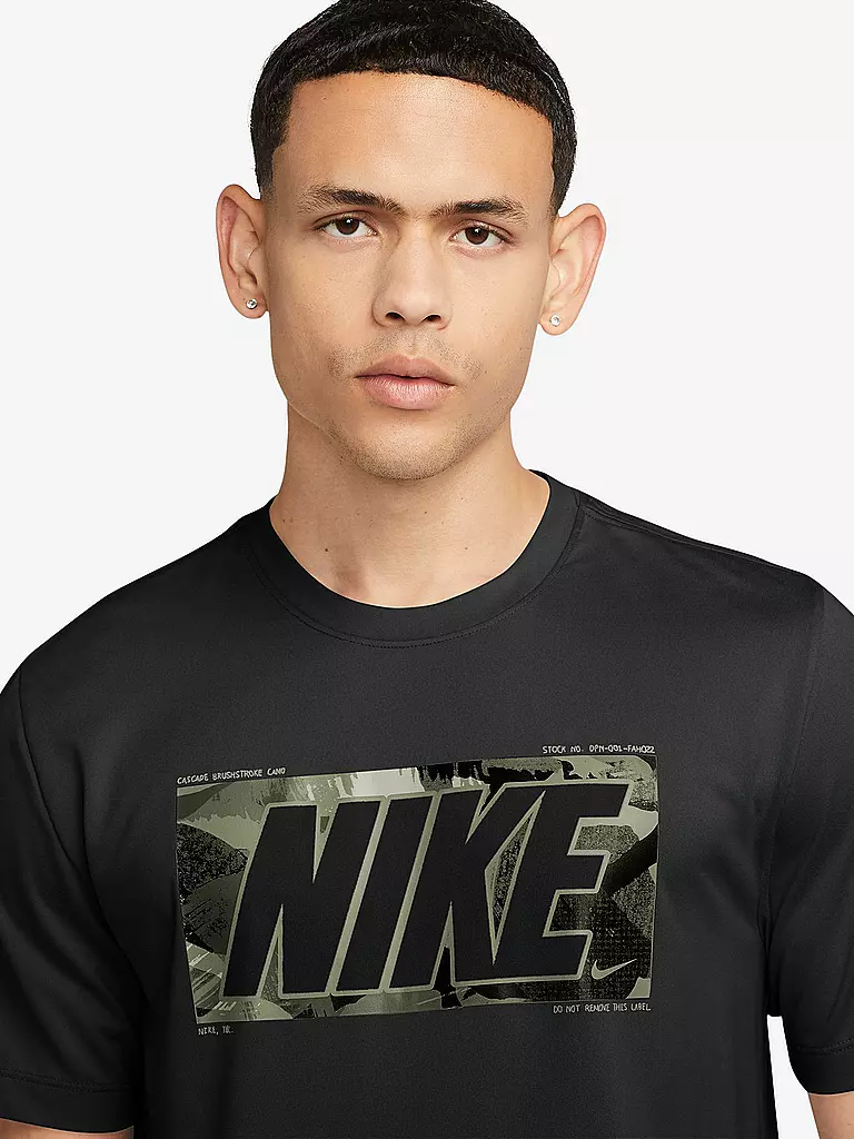 NIKE | Herren Fitnessshirt Dri-FIT Camo | schwarz