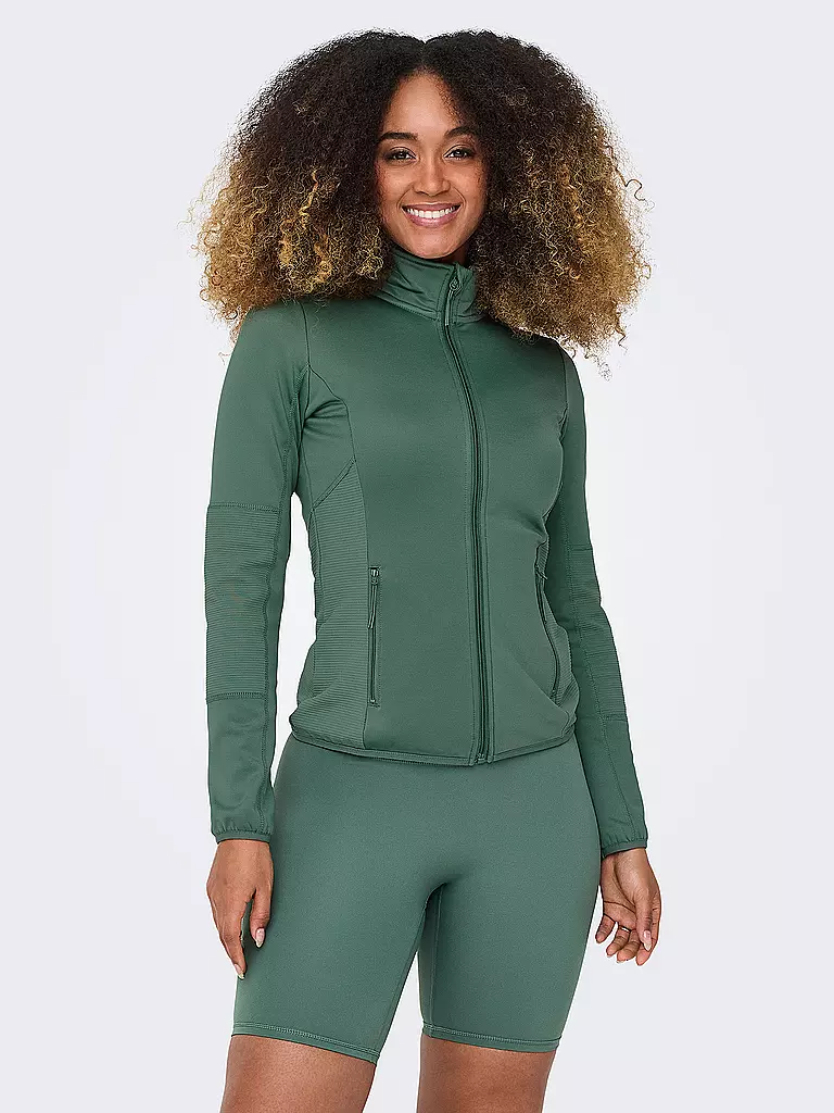 ONLY PLAY |  Damen Fitness Fleecejacke | dunkelgrün