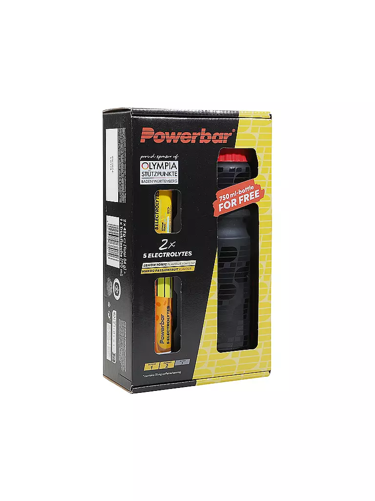 POWER BAR | 5 Electrolytes Multiflavour + Trinkflasche 750ml  | gelb