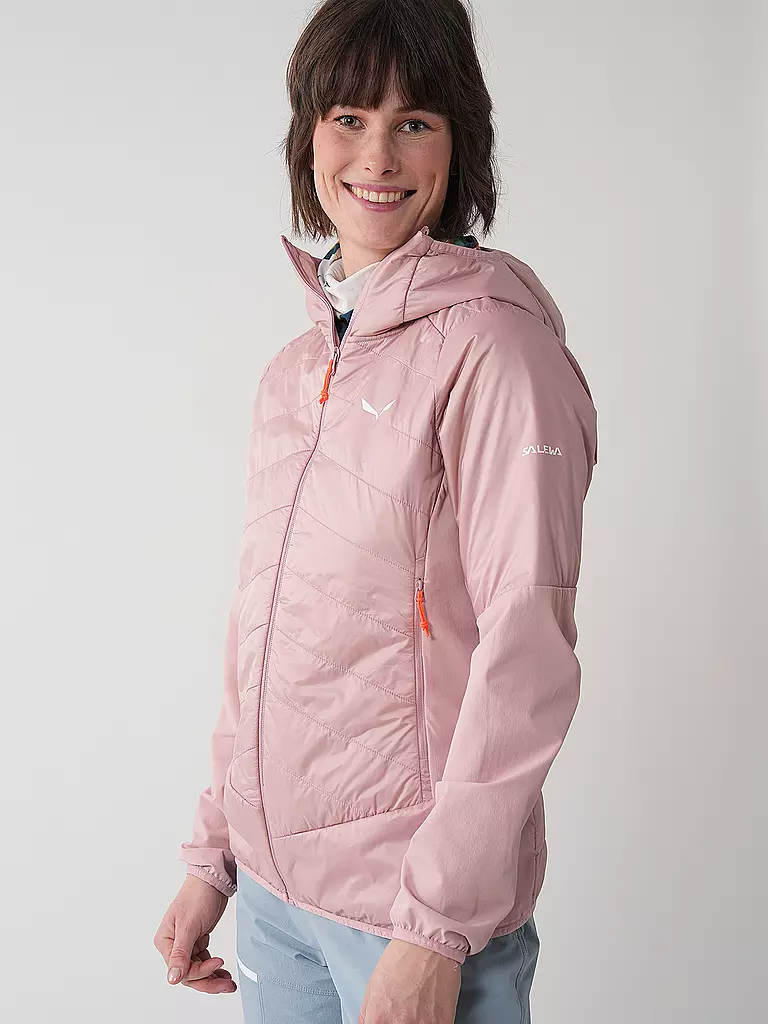 SALEWA | Damen Touren Hybridjacke  Ortles Hybrid TirolWool® Responsive Hoodie | rosa