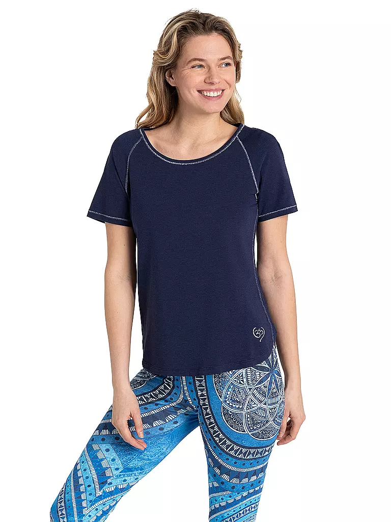 THE SPIRIT OF OM | Damen Yogashirt Raglan Bambus | dunkelblau