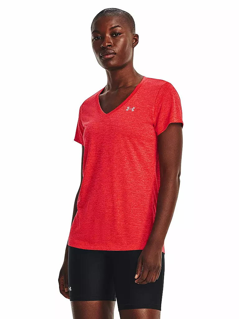 UNDER ARMOUR | Damen Fitnessshirt UA Tech™ Oberteil mit Twist-Effekt und V-Ausschnitt | rot