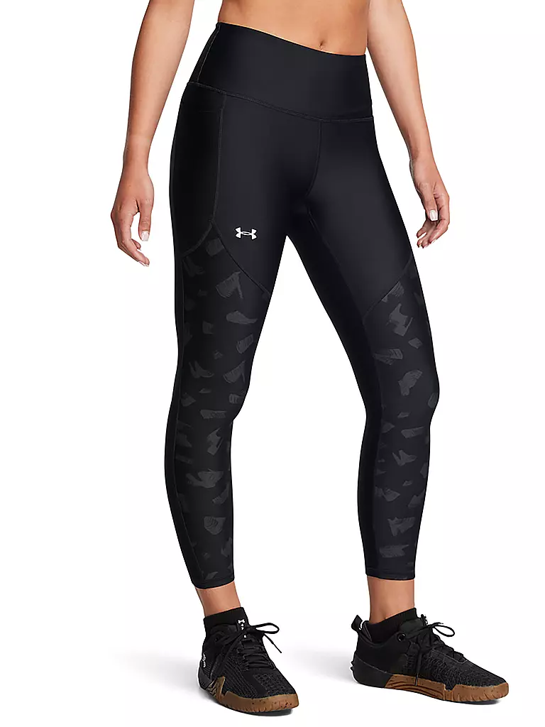 UNDER ARMOUR | Damen Fitnesstight UA Tech™ Printed Panel Ankle 7/8 | schwarz