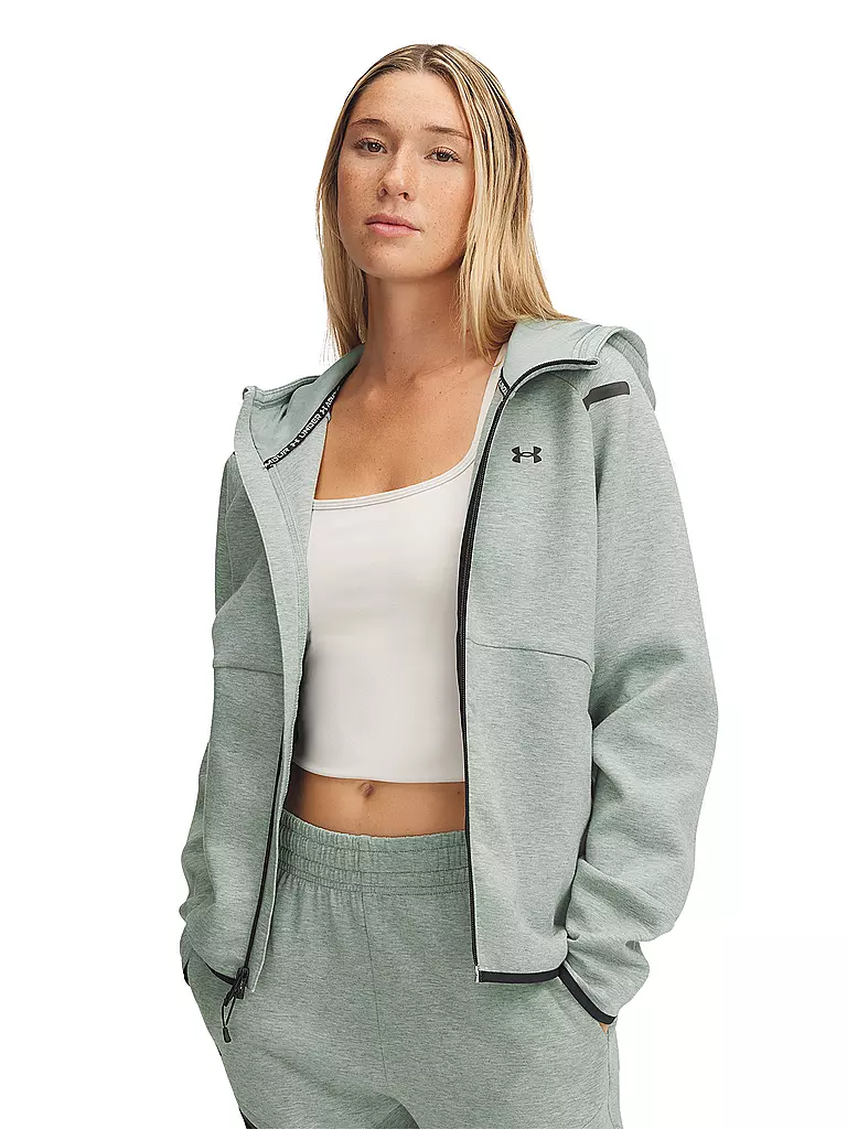 UNDER ARMOUR | Damen Kapuzenjacke UA Unstoppable Fleece mit durchgehendem Zip | olive