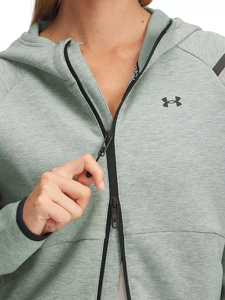 UNDER ARMOUR | Damen Kapuzenjacke UA Unstoppable Fleece mit durchgehendem Zip | olive